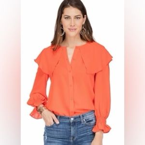 EUC Jade Large collar Orange Blouse XL